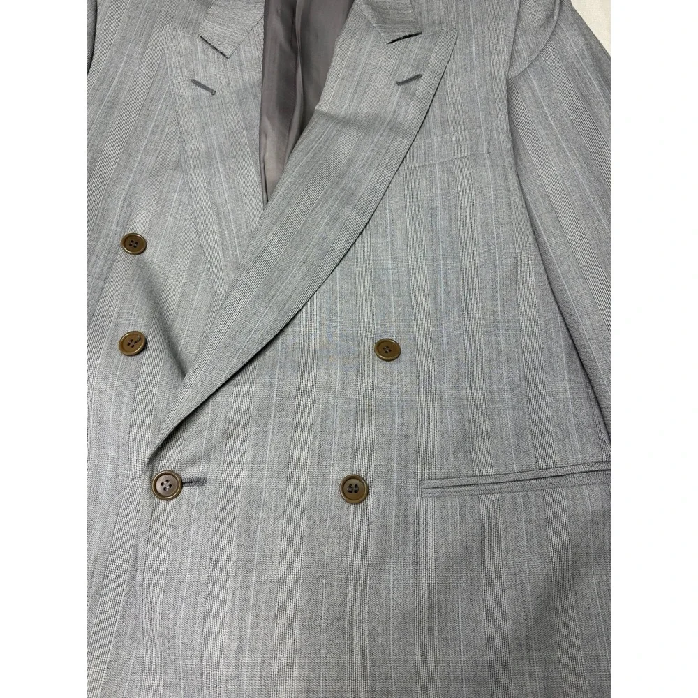Canali Milano Gray Pinstripe Double Breasted Wool Blazer Italy 48R EU 38R US‎